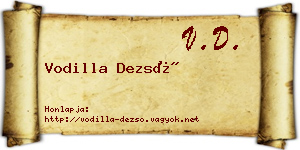 Vodilla Dezső névjegykártya